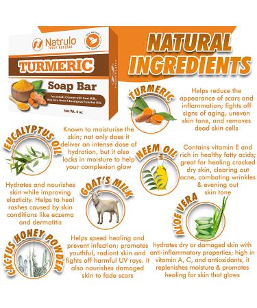 Turmeric Face & Body Soap Bar - Natural Acne Treatment & Scar Fading - 4 Oz Made in USA - Buy Online on SooperMarket.com