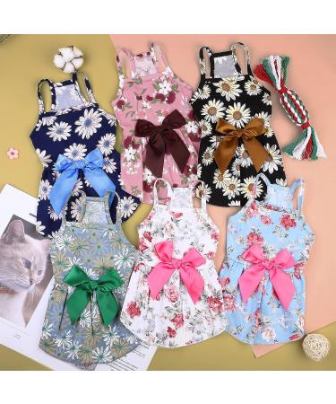 Pet Princess Dress Set - 6pc Dog Bowknot Floral Sundress with Lovely Bow for Small Pets - Medium Size Cute Puppy Summer Dress - Buy Online on SooperMarket.com