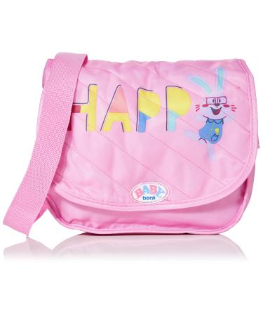 Zapf Creation 828021 BABY born diaper bag with adjustable carrying strap changing mat diaper play ring and cream jar pink.