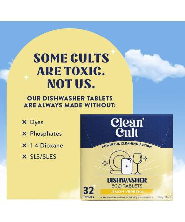 Cleancult Lemongrass Dishwasher Pods - 32 Eco-Friendly Dishwashing Tablets - Coconut-Based Formula - Spotless Clean Dishes - 32 Count - Buy Online on SooperMarket.com