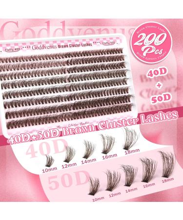 Buy Goddvenus Brown Eyelash Clusters - 320pcs Fluffy DIY Individual Lashes for Natural Wispy Look | 40D 50D D Curl Extensions - International Shipping Available - Buy Online on SooperMarket.com