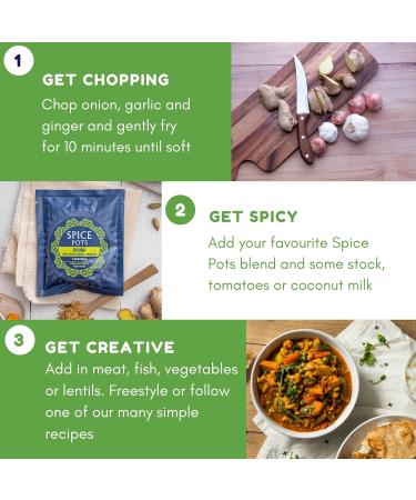 Spice Pots Vegan Curry Kit with 8 Recipes | Korma, Bhuna, Tandoori Masala, Goan Spices | Vegan & Gluten-Free | Vegetarian Curry Kit | Vegan Food Gift - Buy Online on SooperMarket.com