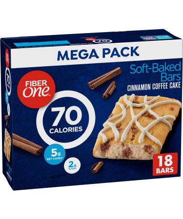 Fiber One Soft Baked Bars, Cinnamon Coffee Cake, 16 oz, 18 Count Box 18 Count (Pack of 1)