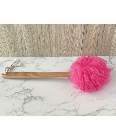 Exfoliating Shower Loofah & Back Scrubber - Long Wooden Handle Bath Brush for Men & Women - Easy Reach Body Wash Applicator (Red - Buy Online on SooperMarket.com