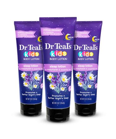 Dr Teal's Kids Body Lotion Sleep Lotion with Melatonin & Essential Oils 8 fl oz (Pack of 3) (Packaging May Vary)