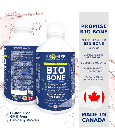 Promise Bio Bone 600ml - Complete Bone Care Formula- Strong Bones and Teeth- Liquid Collagen Calcium Magnesium Vitamin D3 Zinc Boron Silicon- Bone Support Supplement -Tropical Berry Flavor - Buy Online on SooperMarket.com