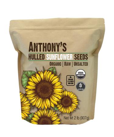 Anthony's Organic Hulled Sunflower Seeds 2 lb Raw Unsalted Batch Tested and Gluten Free Keto Friendly