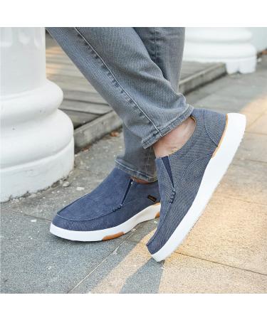 OrthoComfoot Men's Slip On Loafers with Arch Support - Canvas Boat Shoes for Extra Cushioning and Pain Relief - Vintage Flat Walking Shoes 11 W - Denim - Buy Online on SooperMarket.com