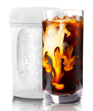 HyperChiller HC2W Patented Iced Coffee/Beverage Cooler, NEW, IMPROVED,STRONGER AND MORE DURABLE! Ready in One Minute, Reusable for Iced Tea, Wine, Spirits, Alcohol, Juice, 12.5 Oz, White