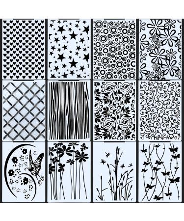 12 Pieces Embossing Folders DIY Craft Template Stencil Butterfly Star Embossing Templates Paper Card Decorating Mold Scrapbook Album Making Tool for Card Scrapbook DIY Craft  11.7 x 3.9 Inch