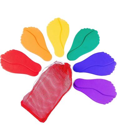 K-Roo Sports Set of 6 Colorful Foot-Shaped Floor Markers - Non-Slip Rubber Footprints in Mesh Bag for Dance, Karate & Activities - Buy Online on SooperMarket.com