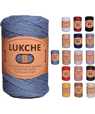 Shiny Macrame Cord 3mm 224 Yards, Cotton and Polyester Blend - Aviator Blue Color for Bags, Wall Hangers, Carpets - Craft Supplies - Buy Online on SooperMarket.com