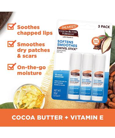 Palmers Cocoa Butter Swivel Stick with Vitamin E - 3 Pack, Moisturizing Formula - Buy Online on SooperMarket.com