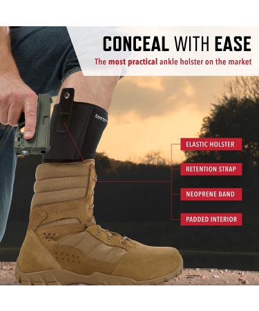 ComfortTac Ultimate Ankle Holster for Glock, Smith & Wesson, Ruger, Sig Sauer - Fits Up To 13 Leg - Concealed Carry Holster - Buy Online on SooperMarket.com