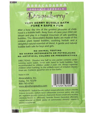 Buy Abracadabra Organic Herbals Dragonberry Very Berry Bubble Bath - 2.5 Ounce | Premium International Shipping - Buy Online on SooperMarket.com