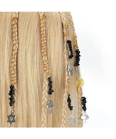 FRESHME Hair Clips for Braids Set - 6pcs Black Crystal Hair Jewelry Beads for Women and Girls - Medieval Viking Costume Decorations - Buy Online on SooperMarket.com