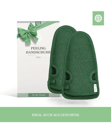 Lowell Exfoliating Peeling Gloves Set - 2 Body & Face Hammam Gloves Bonus Peeling Guide & Suction Cups - Green - Buy Online on SooperMarket.com