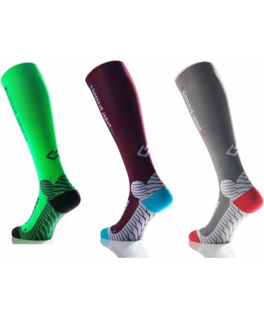 Sport compression stocking under pressure Runattack compression: 18-21mmhg i high performance running stocking size.39-42 (calf scope: 30-41cm) neon green