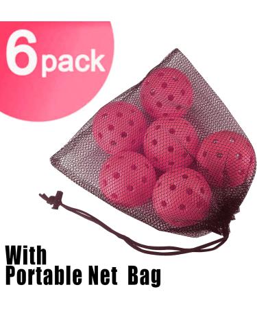 Vvinca Pickleballs 6 Pack - USAPA Approved, Outdoor Pickleball Balls with 40 Holes, Double Tone Luminous Colors (Green/Blue/Pink/Tangerine/Yellow), Bubblegum Pink - 6 Pack - Buy Online on SooperMarket.com