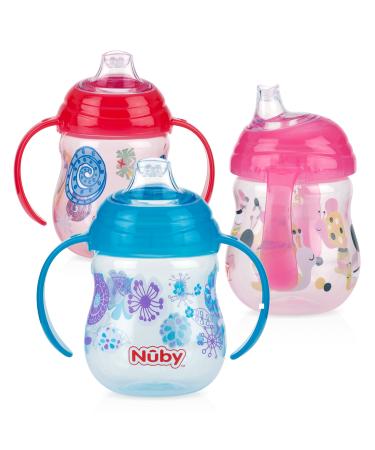 Nuby 3 Piece Grip N' Sip Cup  Pink/Red/Aqua
