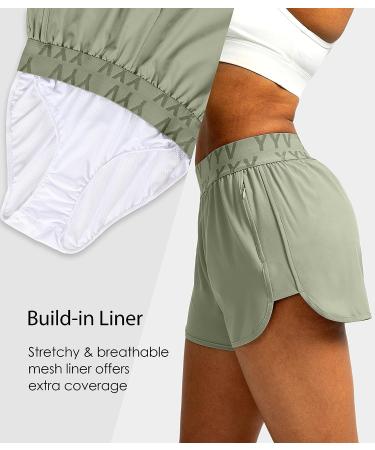 YYV Women's Running Shorts with Zipper Pockets - Quick-Dry Athletic Gym Shorts - Grey Sage, Medium - Buy Online on SooperMarket.com