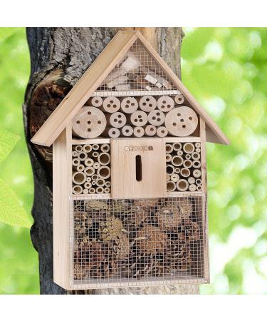 Cadoca XXL Insect Hotel | Wooden Bug House 48x31x10cm | Weatherproof Garden Bee Home for Bees, Butterflies, Ladybugs | Hanging Nesting Habitat - Buy Online on SooperMarket.com