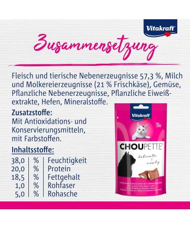 Vita Power Choupette Cat Snack with Cheese Filling - Meaty Sugar-Free Treats in Recyclable Bag (9x40g) - Global Shipping Available - Buy Online on SooperMarket.com