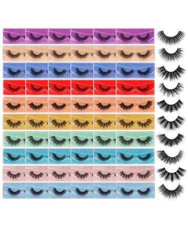 Faux Mink Eyelashes Wholesale 10 Styles 60 Pairs 3D Lashes Bulk with Portable Boxes 60 Pairs-3D