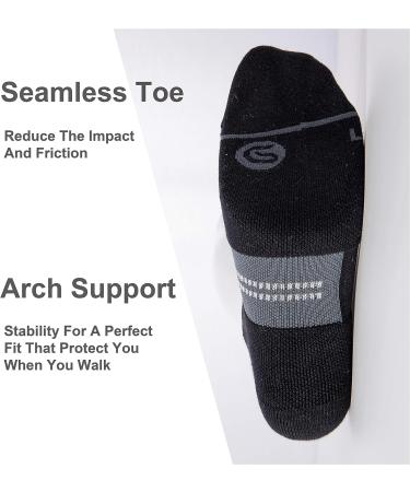 CELSERSPORT 6 Pack Running Ankle Socks - Cushioned Low Cut Athletic Tab Sport Socks for Men and Women - Black/Grey (Large) - Buy Online on SooperMarket.com