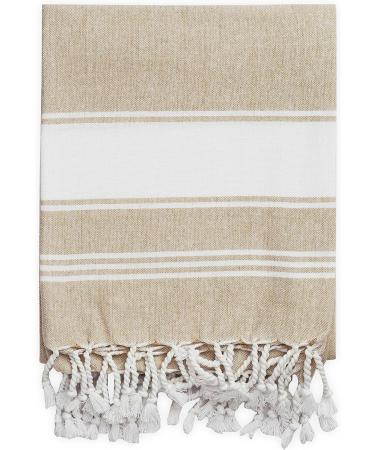 2-Piece Set: 100% Cotton Beach Towel with Beach Bag - Oversized 39x71 Towels for Adults - Quick Dry Sand Towels - Travel Beach Towel - Beige - Buy Online on SooperMarket.com