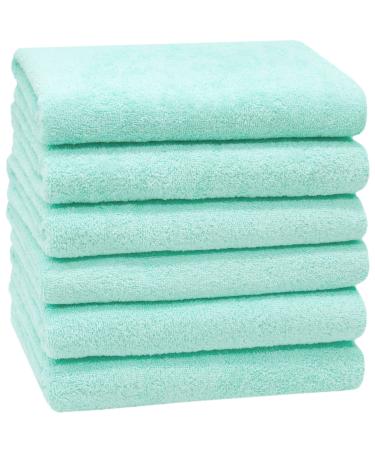 ZOLLNER set of 6 towels small bath towels 50x100 cm cotton mint 6x towels green