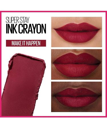 Maybelline Super Stay Ink Crayon Lipstick in Make It Happen Berry Red - Longwear Matte Lip Crayon with Precision Tip - 8Hrs Wear - 0.04 oz - Buy Online on SooperMarket.com