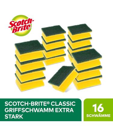 Scotch Brit Classic Pop Cleaner - 16 Pack Kitchen Sponges | Powerful Nail Protection Sponge - Green - Buy Online on SooperMarket.com