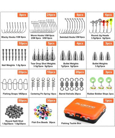 PLUSINNO 201pcs Fishing Accessories Kit in Tackle Box - Hooks, Weights, Split Shot Gear for Bass, Trout, Catfish - Buy Online on SooperMarket.com
