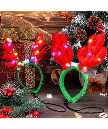 Pedgot 3 Pieces Light up Pet Christmas Headbands LED Pet Xmas Reindeer Antler Headbands for Christmas Holiday Supplies Accessory - Buy Online on SooperMarket.com