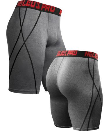 NELEUS Men's 3 Pack Compression Shorts XL - Black/Red/Grey/Navy Blue - Buy Online on SooperMarket.com