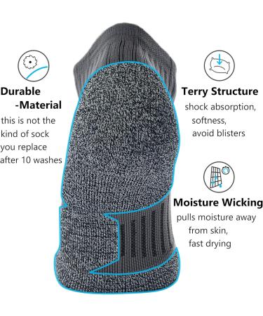 CWVLC Unisex Cushioned Compression Athletic Ankle Socks 6-Pack - Black, Charcoal, Royal - Large Size - Buy Online on SooperMarket.com
