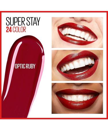 Maybelline Super Stay 24-Hour Liquid Lipstick in Optic Ruby - Long Lasting, Highly Pigmented Ruby Red Color with Moisturizing Balm - 1 Count - Buy Online on SooperMarket.com