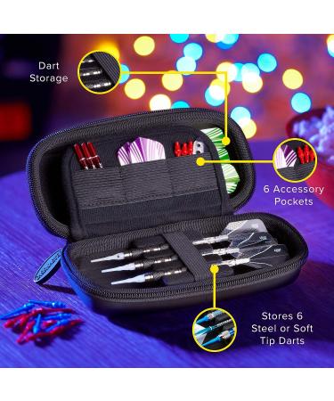 Casemaster Sentry Dart Case - Slim EVA Shell for Steel and Soft Tip Darts - Holds 6 Darts with Built-in Storage - Black - Buy Online on SooperMarket.com