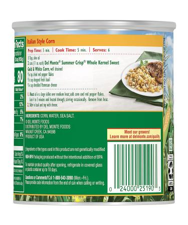 Del Monte Summer Crisp Whole Kernel Gold & White Corn 11oz - Pack of 12 - Buy Online on SooperMarket.com