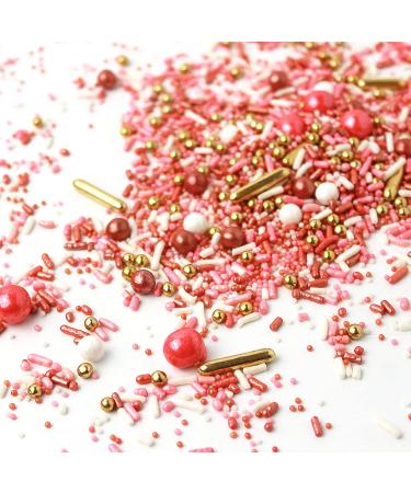 Vintage Rose Gold Sprinkles Mix - 4oz Jar for Wedding, Bridal Shower, Anniversary, Valentines - Edible Dragees in White, Blush, and Colorful Shades - Buy Online on SooperMarket.com