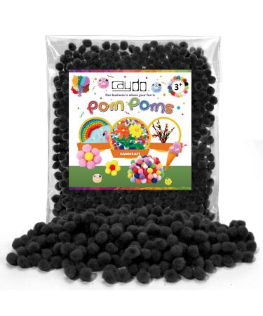 Caydo 500 Pieces 1cm Black Pom Poms  Mini Craft Pom Poms Balls for Kids DIY Art Creative Crafts Projects Decorations