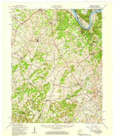 YellowMaps Ekron KY topo map, 1:62500 Scale, 15 X 15 Minute, Historical, 1947, Updated 1959, 20.8 x 17 in Tyvek