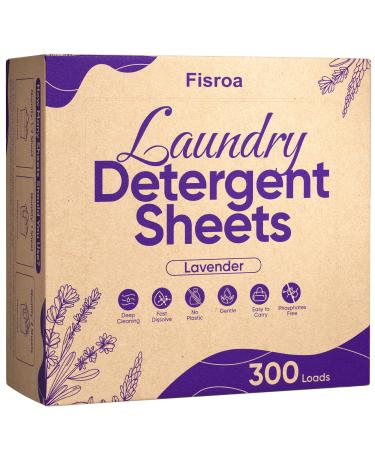 Lavender Laundry Detergent Sheets Travel Eco-friendly 300 Loads Fisroa Clothes Washing Detergent Sheets Plastic-Free Washer Sheets Liquidless Laundry Sheets Strips Tablet