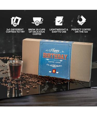 Gourmet Birthday Coffee Gift Set - 10 Finest Single Estate Specialty & Organic Coffees for Men & Women | Hamper Style Letterbox Gift Idea - Buy Online on SooperMarket.com