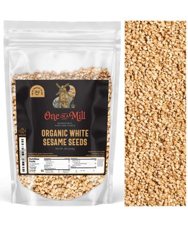 One in A Mill Organic White Sesame Seeds | Rich & Pure White Sesame Seeds for Salad Dressing, Baking & Cooking | Non-GMO, Vegan & Certified Kosher 2lb Sesame Seed Pack White 2 Pound (Pack of 1)