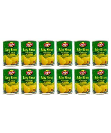 Food-united whole baby pears light sugared 12 cans filling quantity 425g ATG 200g peeled in Spain sun-drenched tender and bite-proof full aroma top quality summer fruits (12 cans)