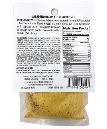 Rabbit Creek Jalapeno Bacon Cheddar Dip Mix Pack of 3 - Perfect for Gatherings, Tailgating, Games, and Parties! Just Add Sour Cream - Buy Online on SooperMarket.com