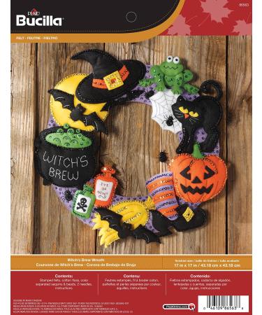 Bucilla Felt Applique Wall Hanging Wreath Kit  17 by 17-Inch  Witch's Brew Black