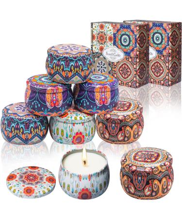 Vetour 8PCs Soy Wax Fragrance Candles - Aromatherapy Orange Lemon Vanilla Rose - 30 Hour Burn Time - Perfect Gift for Women Girls Parties & Birthdays - Retro Bohemian Style - Buy Online on SooperMarket.com